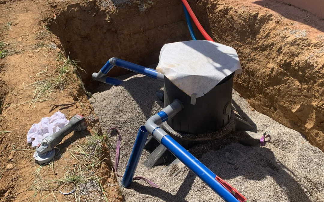 Cuve et réseau PVC de récupération des eaux pluviales à Corneilhan (34490)