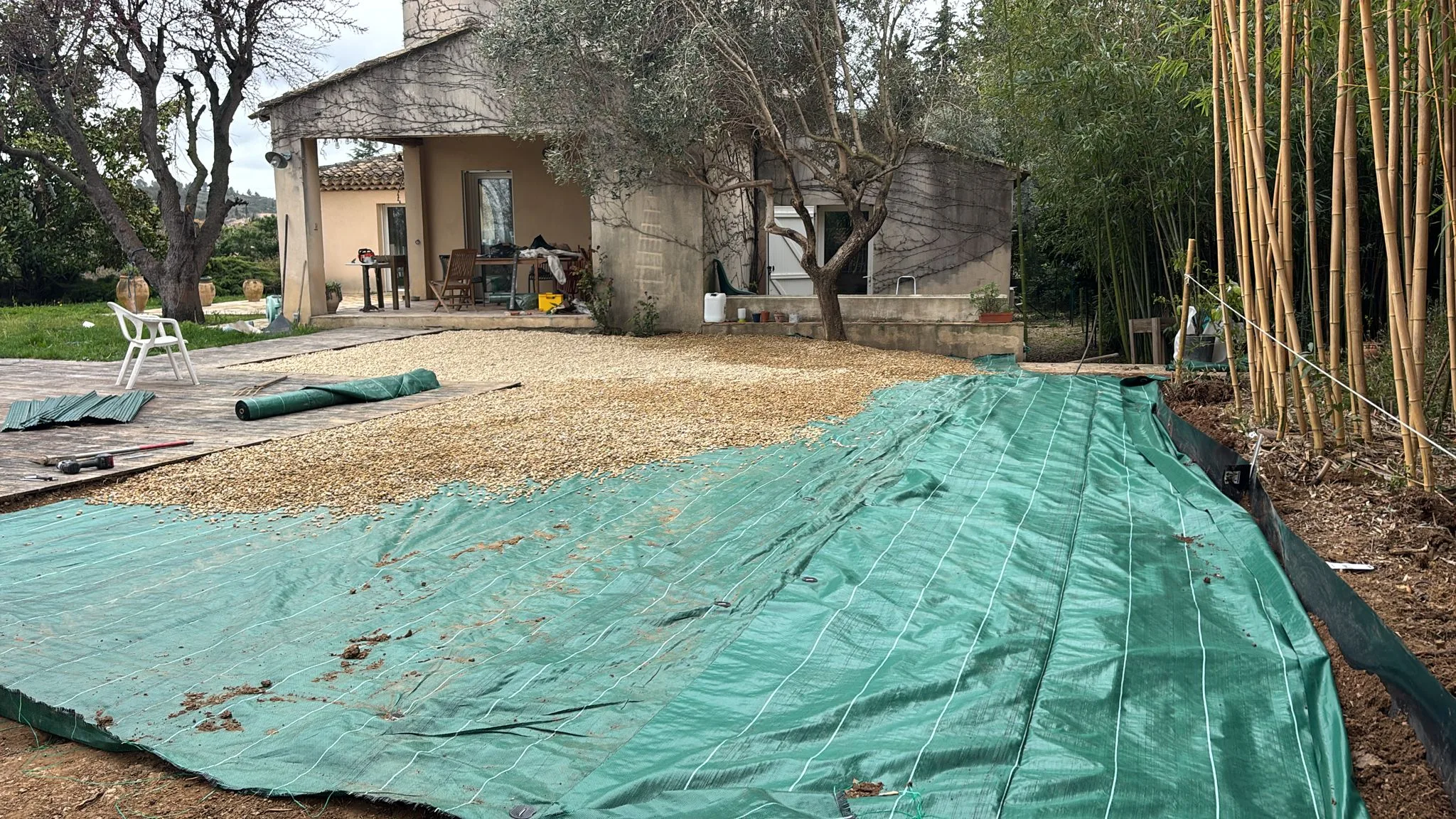 Viabilisation de parcelles à Nébian – Aménagement de surface avec pose d’une bâche – SOCCTP Viabilisation de parcelles à Nébian - Aménagement de surface avec pose d'une bâche - SOCCTP