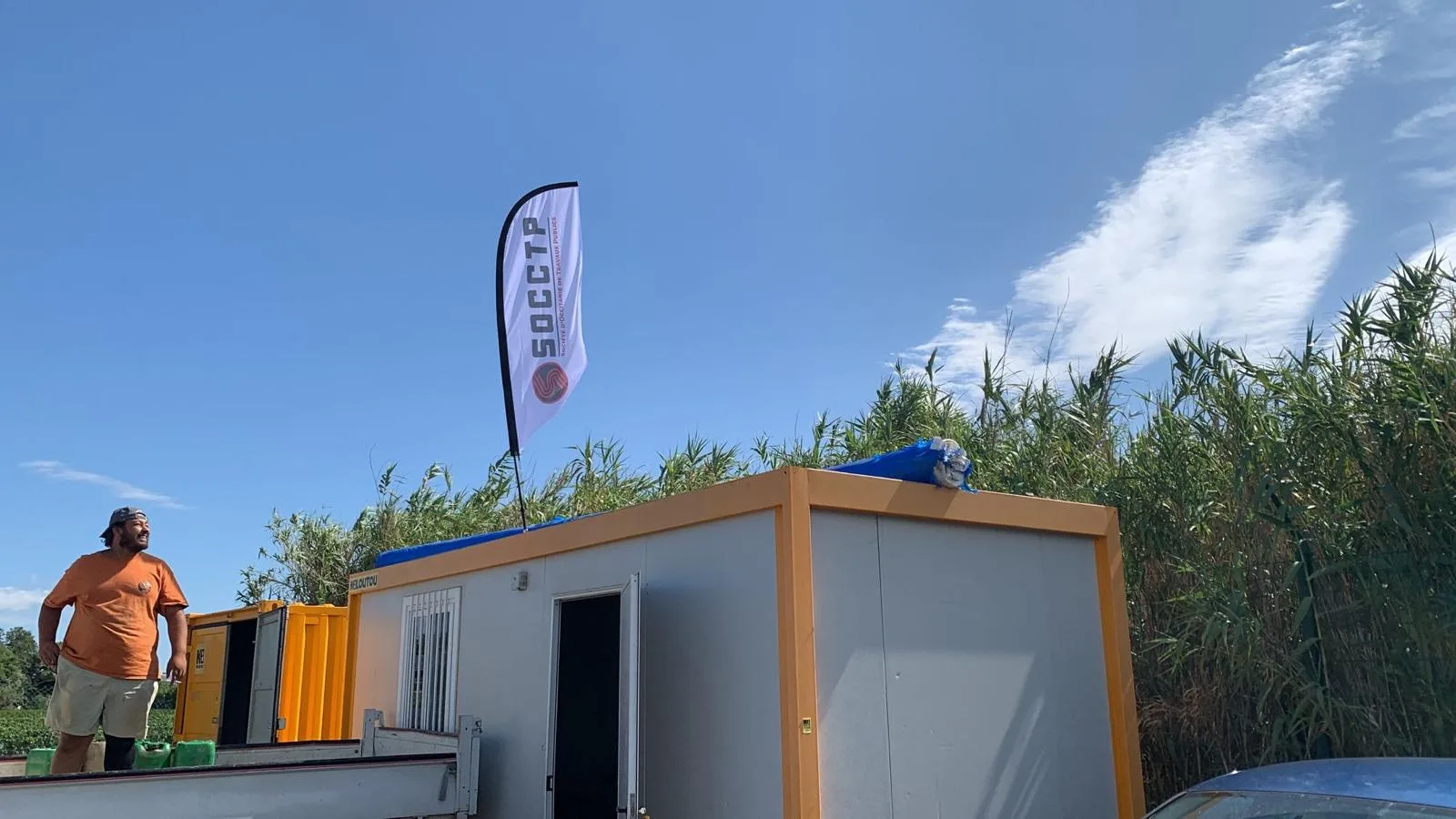 Chantier assainissement professionnel grande capacité Emmaus St Aunès SOCCTP - Baraque chantier
